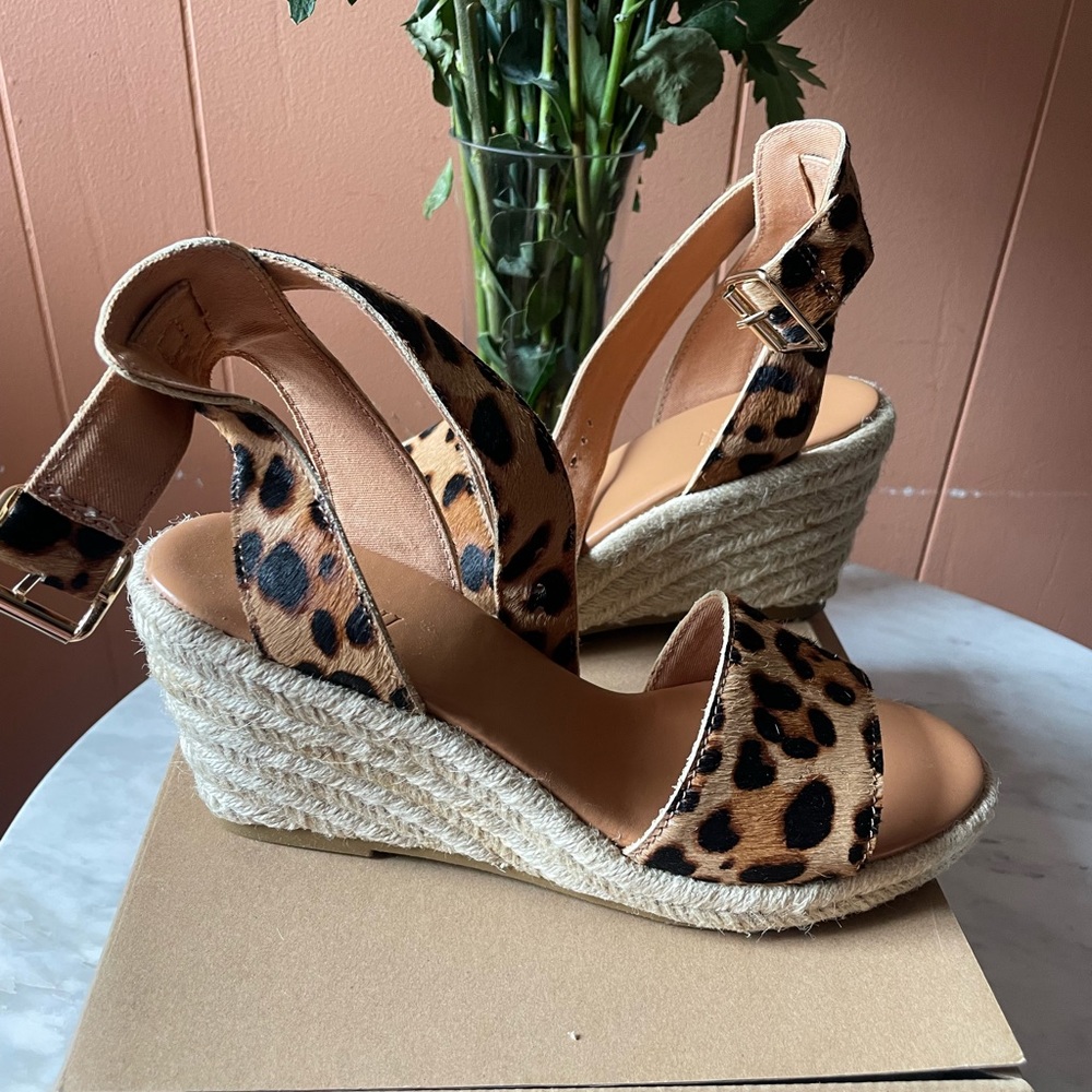 NWT Brand New with tags J Crew Factory Calfhair espadrille wedge sandals - Picture 10 of 11